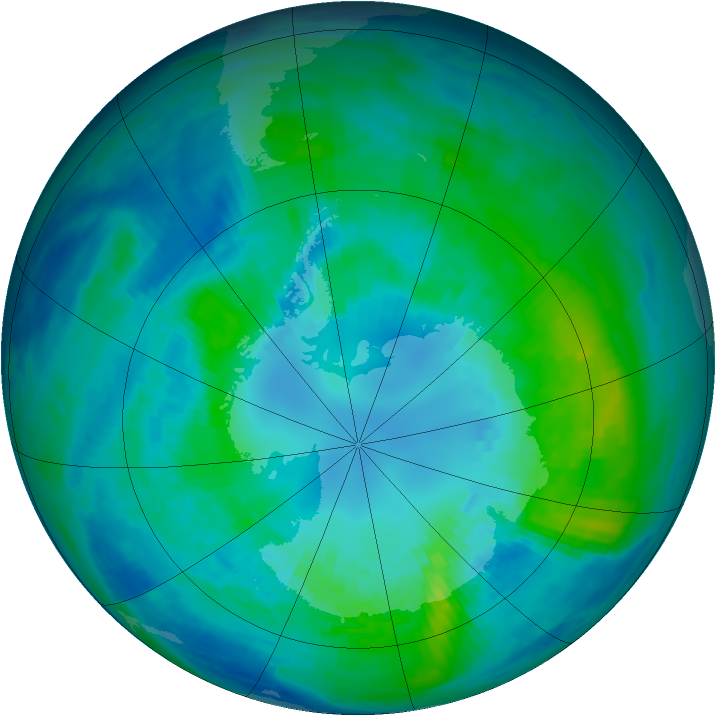 Antarctic ozone map for 12 April 1987